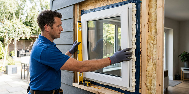 Professional installation of a window, ensuring airtight sealing and energy efficiency