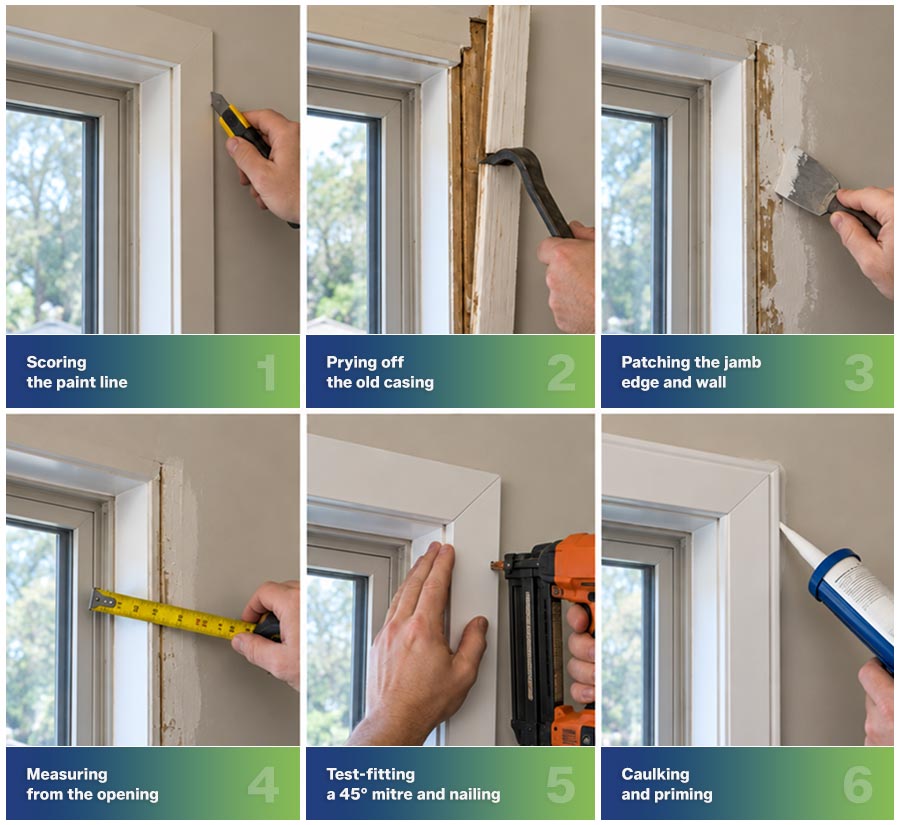 Replacing window casing step by step